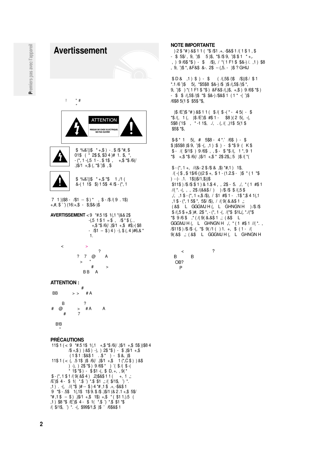 Samsung DVD-R121P, DVD-R121/XEF manual Avertissement, Français 