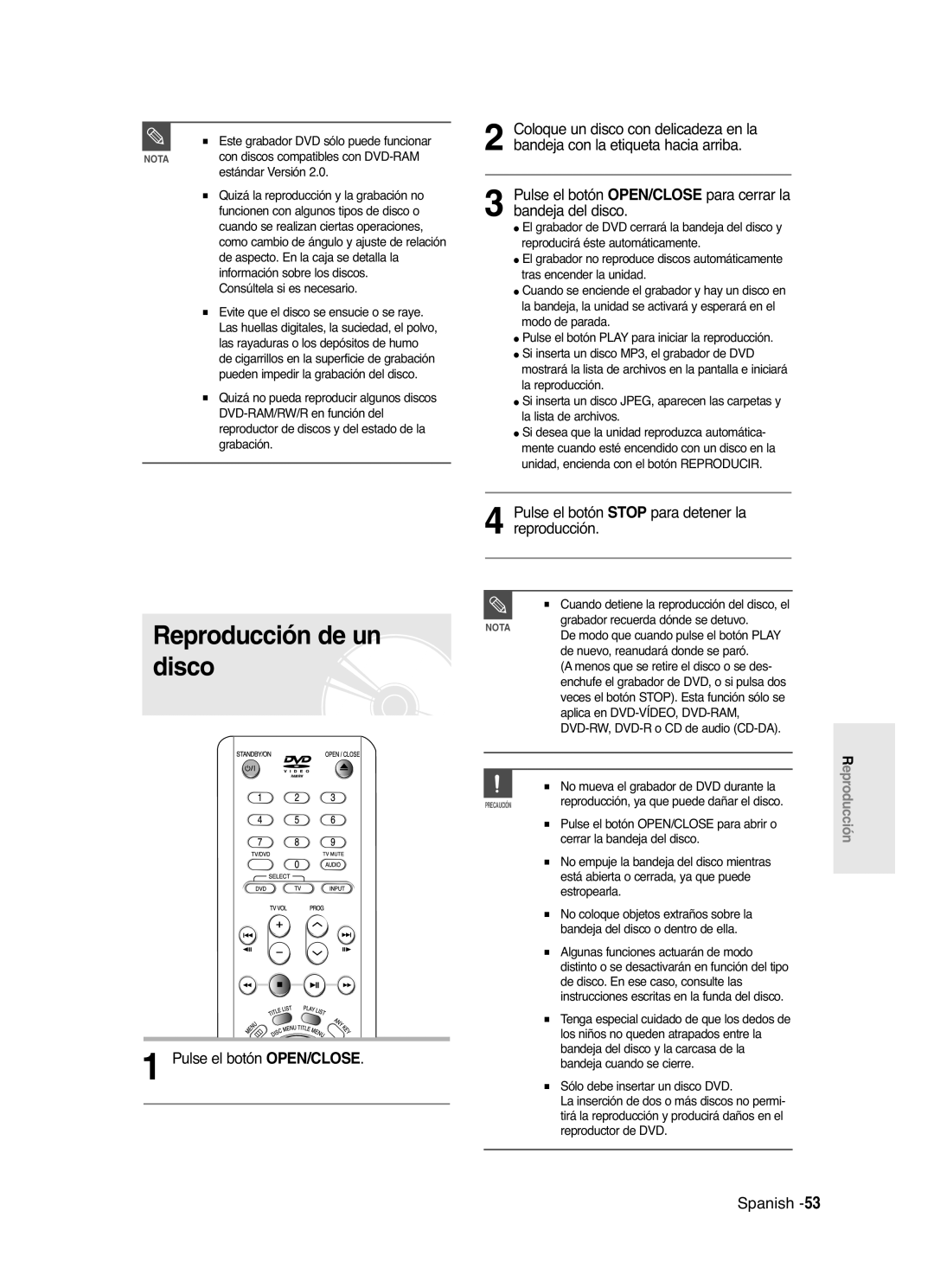 Samsung DVD-R121/COM, DVD-R121/XEG Reproducción de un disco, Consúltela si es necesario, Grabador recuerda dónde se detuvo 