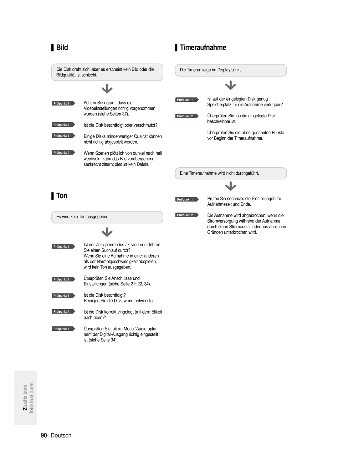 Samsung DVD-R121/XEG manual Bild, Ton, Timeraufnahme 