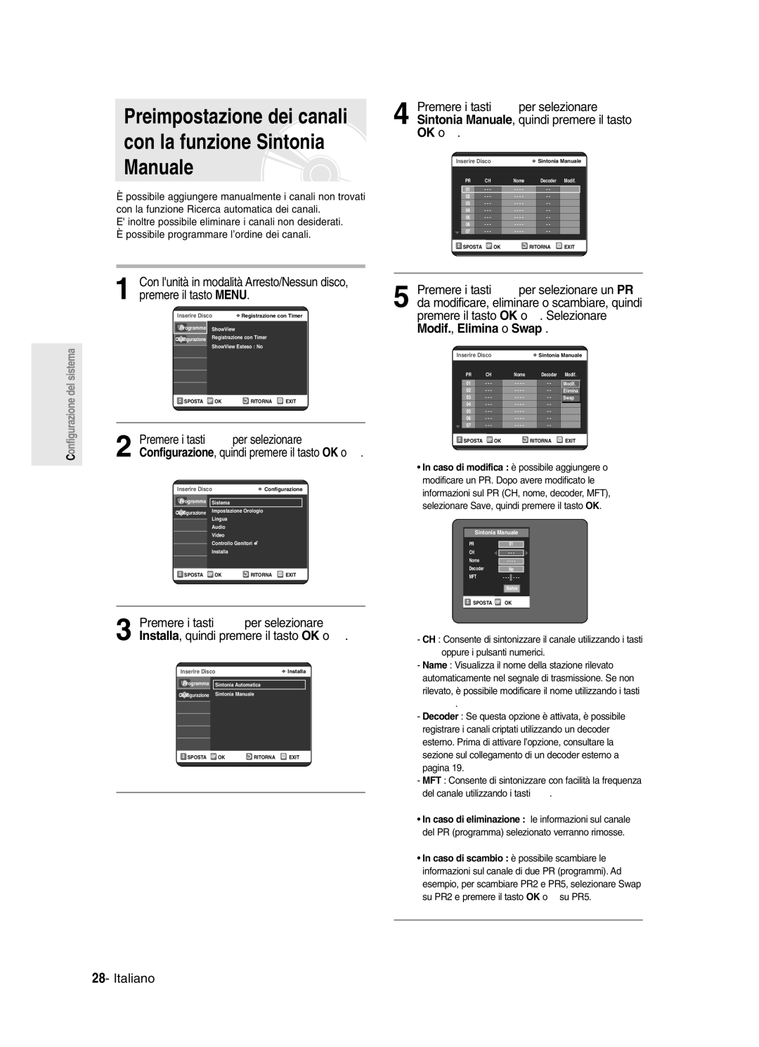 Samsung DVD-R123/XET, DVD-R121/XET manual Premere il tasto Menu, Con lunità in modalità Arresto/Nessun disco 