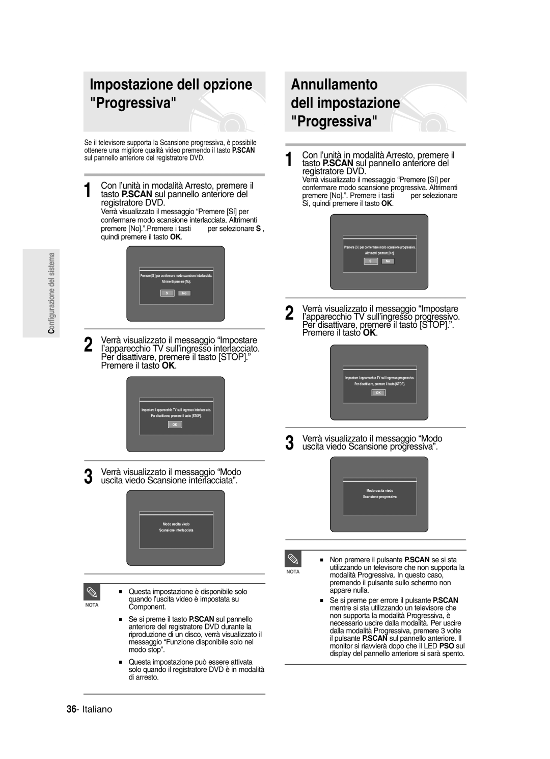 Samsung DVD-R123/XET manual Registratore DVD, Per disattivare, premere il tasto STOP. Premere il tasto OK, NOTAComponent 