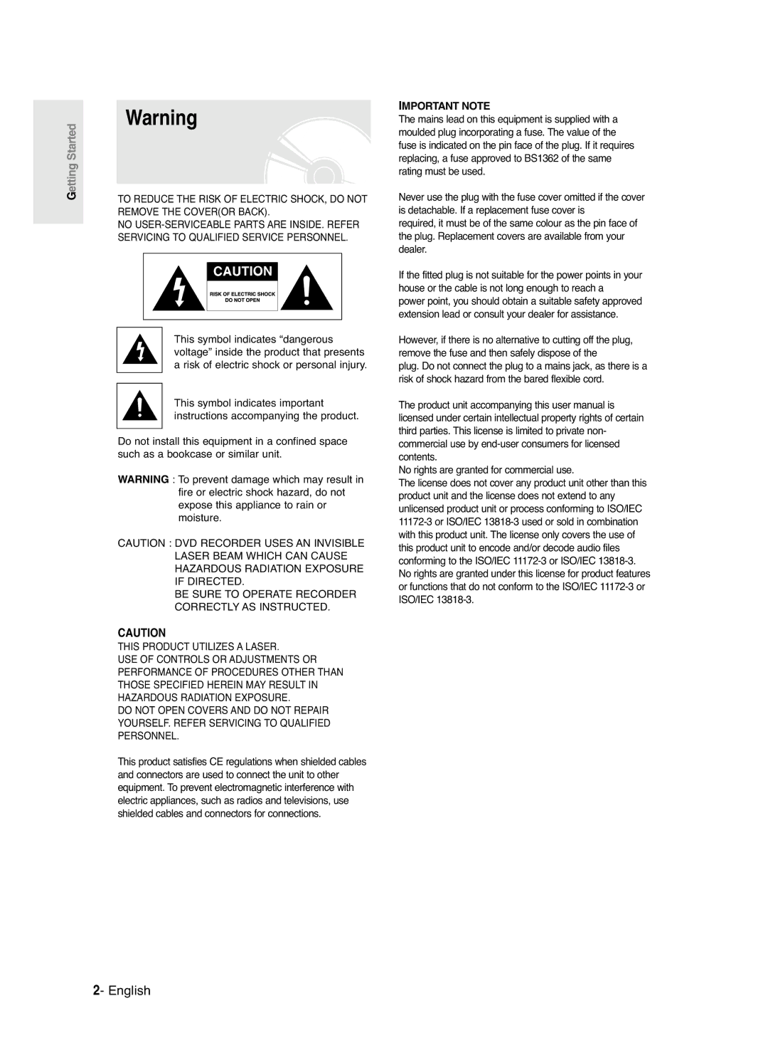 Samsung DVD-R125 instruction manual English, No rights are granted for commercial use 