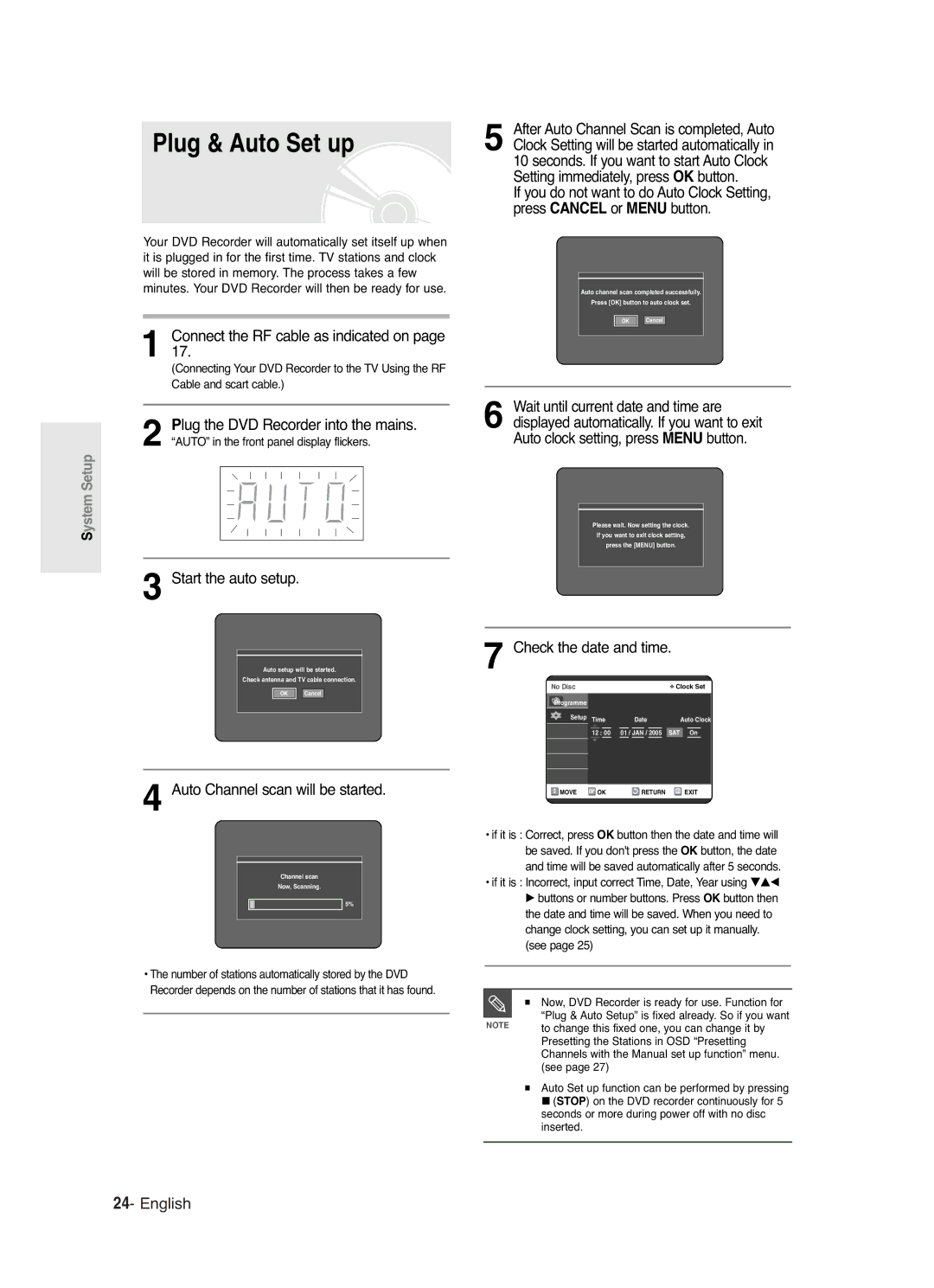 Samsung DVD-R125 instruction manual Plug & Auto Set up 