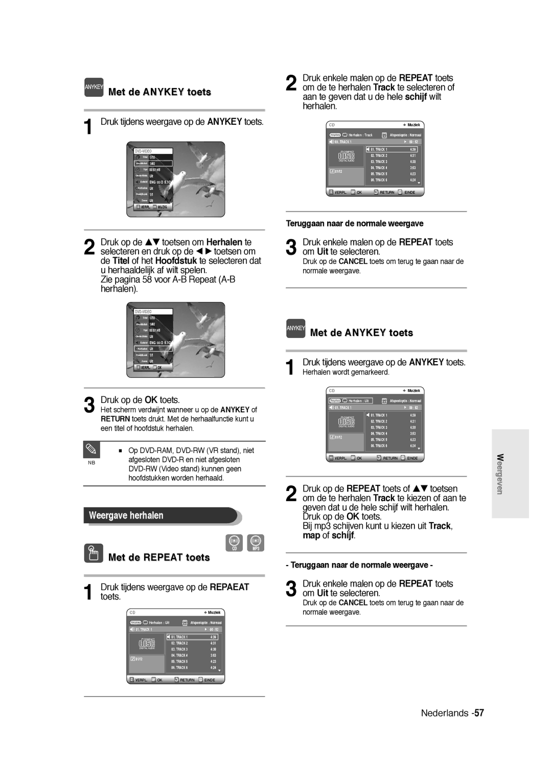 Samsung DVD-R125/XEF, DVD-R125P manual Met de Anykey toets 