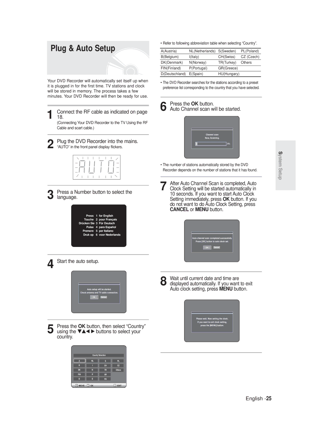 Samsung DVD-R125/XEF, DVD-R125P manual Plug & Auto Setup 