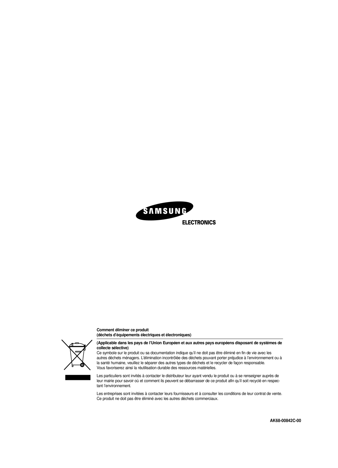 Samsung DVD-R125P, DVD-R125/XEF manual AK68-00842C-00 