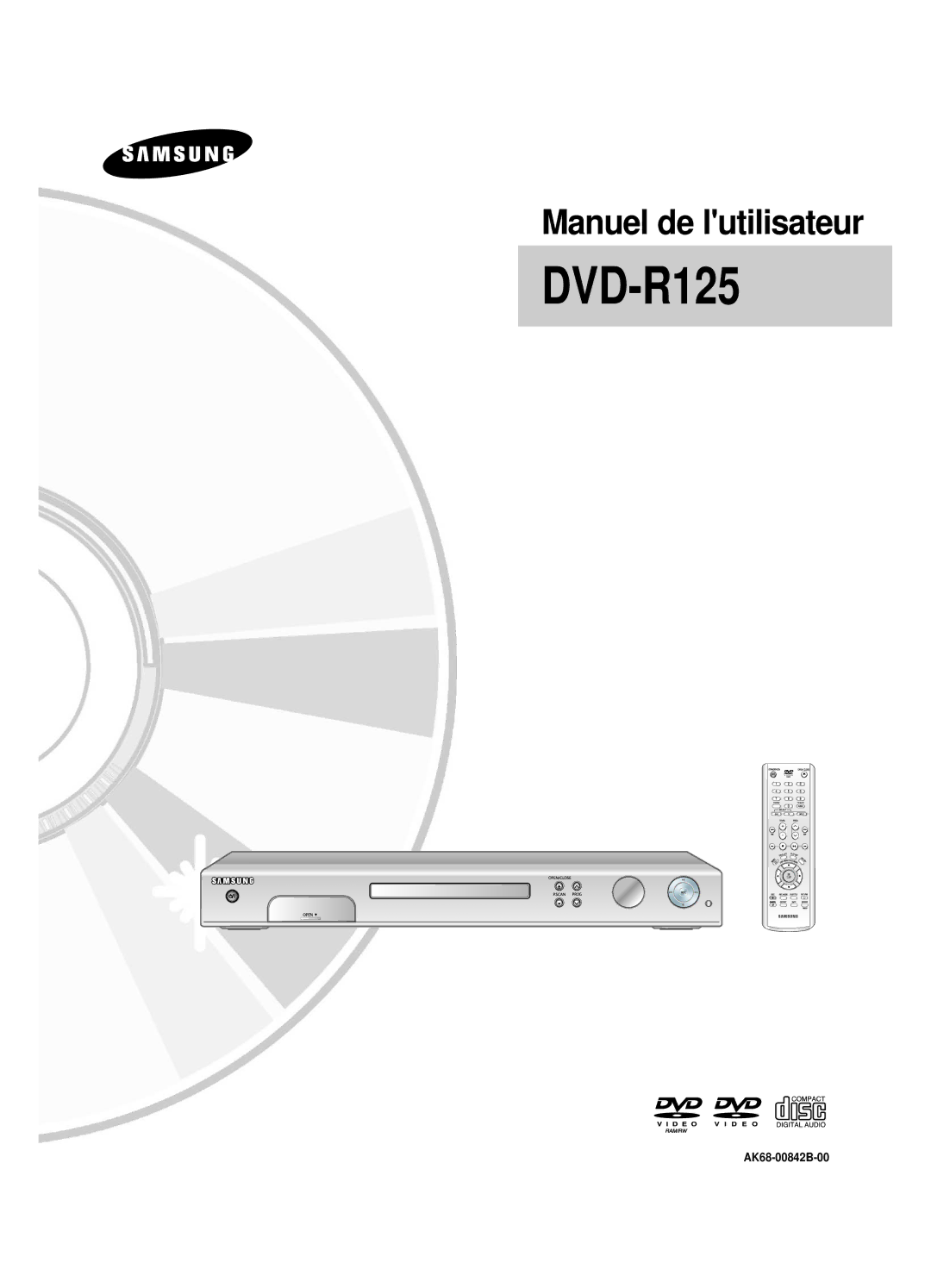 Samsung DVD-R125/XEF, DVD-R125P manual 