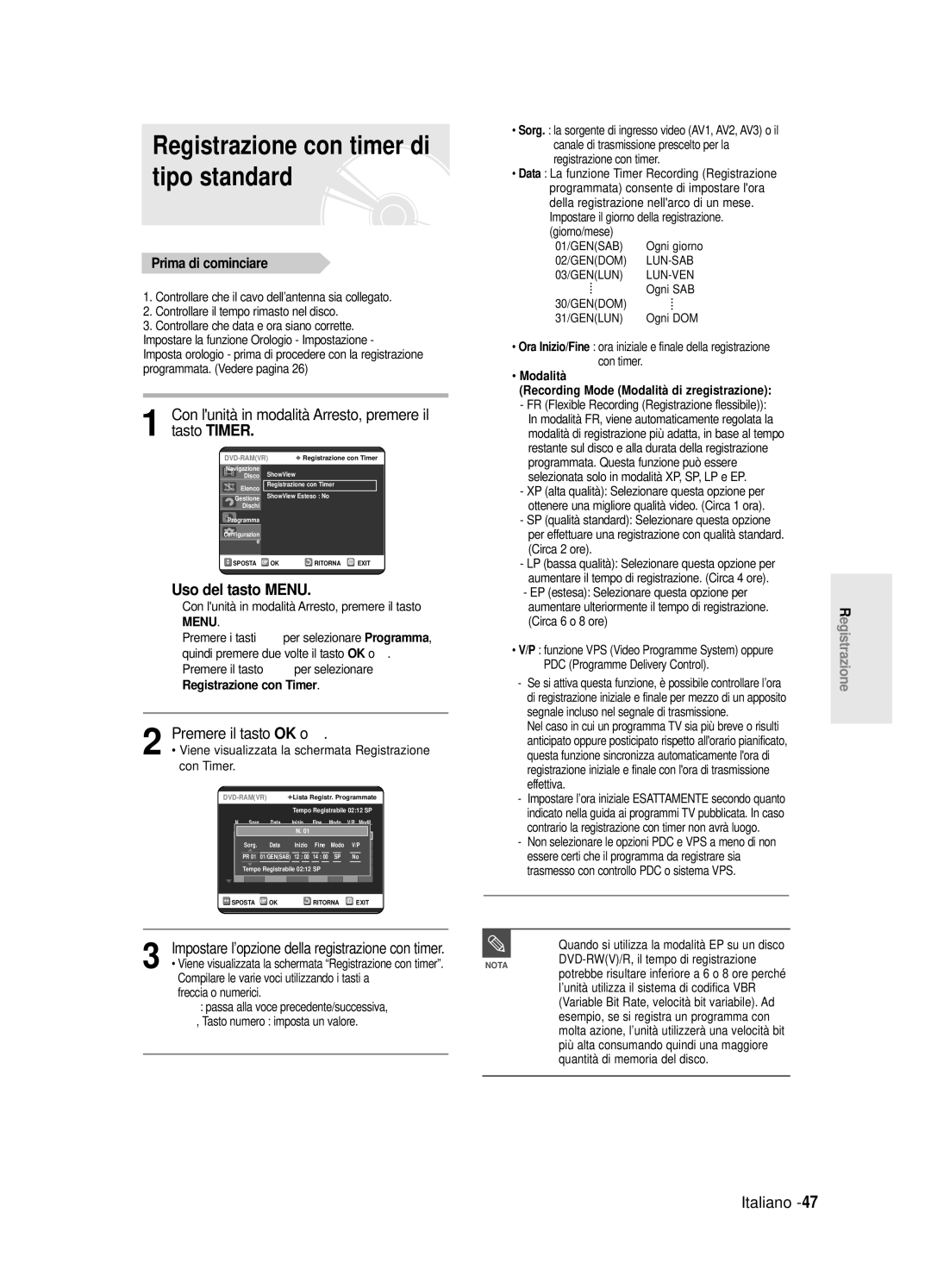 Samsung DVD-R125/XET manual Uso del tasto Menu, Con lunità in modalità Arresto, premere il, Tasto Timer 