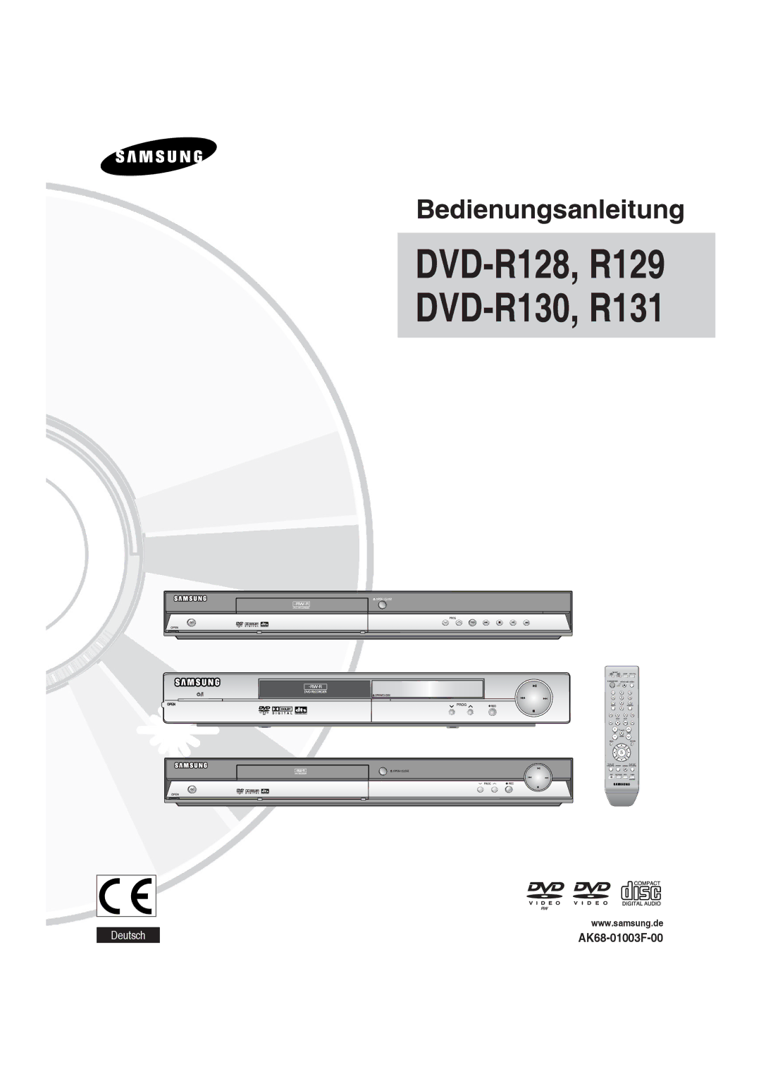 Samsung DVD-R128/XEG, DVD-R128/XET, DVD-R129/XEG, DVD-R129/XEB, DVD-R130/XEG manual DVD-R128, R129 DVD-R130, R131 