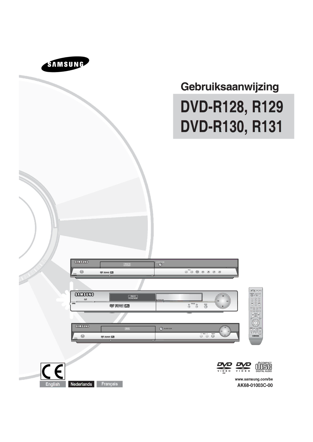 Samsung DVD-R130/XEG, DVD-R128/XET, DVD-R128/XEG, DVD-R129/XEG, DVD-R129/XEB, DVD-R128/XEB, DVD-R129/EUR Gebruiksaanwijzing 