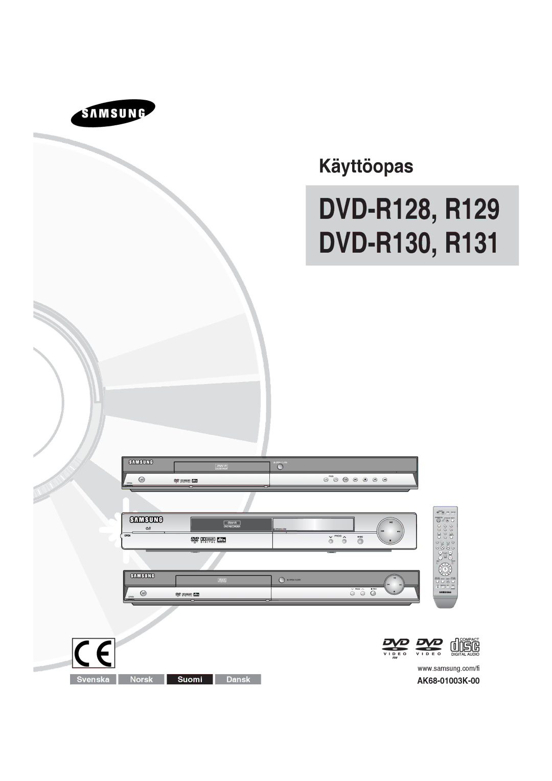 Samsung DVD-R129/XEE manual DVD-R128, R129 DVD-R130, R131 