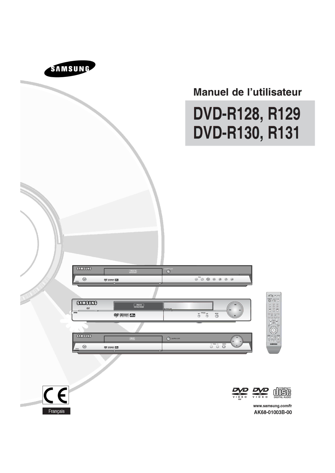 Samsung DVD-R128/XEF, DVD-R129/XEF manual DVD-R128, R129 DVD-R130, R131 