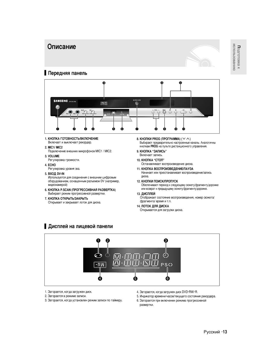 Samsung DVD-R130K/SEO manual Éôëò‡Ìëâ, ÈÂÂ‰Ìﬂﬂ Ô‡ÌÂÎ¸, Ñëòôîâè Ì‡ ÎËˆÂ‚ÓÈ Ô‡ÌÂÎË 