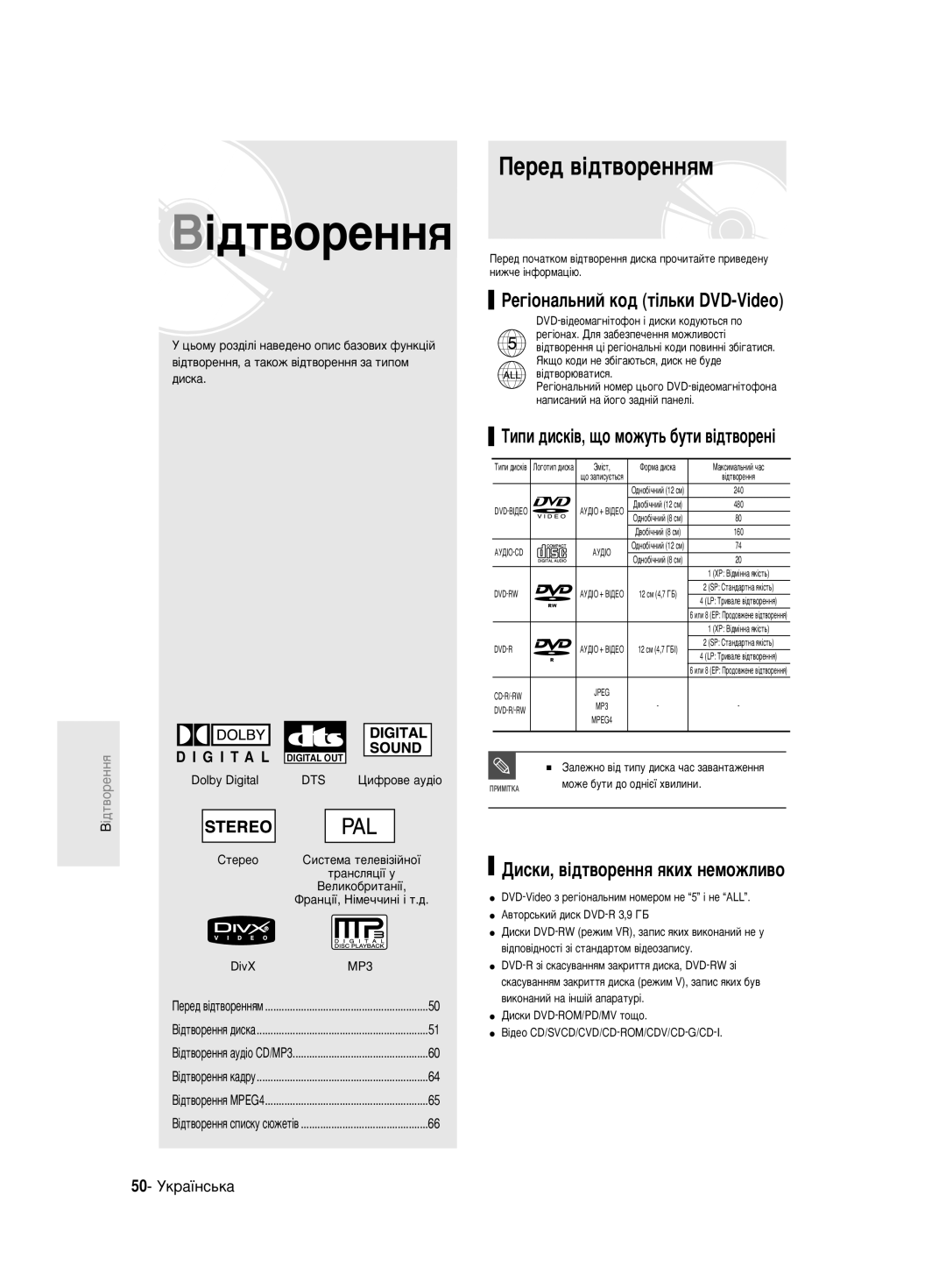 Samsung DVD-R130/SEO manual ÈÂÂ‰ ‚¥‰Ú‚ÓÂÌÌﬂÏ, ÊÂ„¥ÓÌ‡Î¸ÌËÈ ÍÓ‰ Ú¥Î¸ÍË DVD-Video, ÑËÒÍË, ‚¥‰Ú‚ÓÂÌÌﬂ ﬂÍËı ÌÂÏÓÊÎË‚Ó 