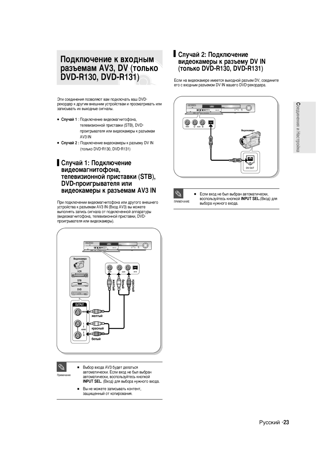 Samsung DVD-R130/SEO manual ÙÚË ÒÓÂ‰ËÌÂÌËﬂ ÔÓÁ‚ÓÎﬂ˛Ú ‚‡Ï ÔÓ‰ÍÎ˛˜‡Ú¸ ‚‡¯ DVD, ˚·Ó ‚ıÓ‰‡ AV3 ·Û‰ÂÚ ‰ÂÎ‡Ú¸Òﬂ 