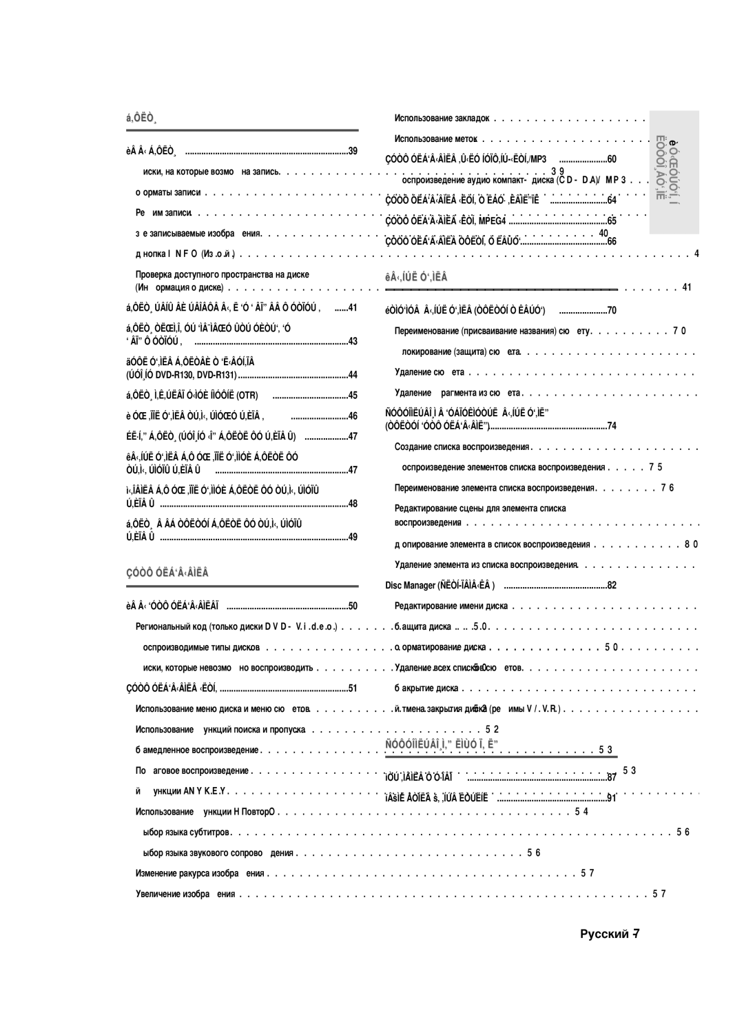 Samsung DVD-R130/SEO manual ‡Ôëò¸ Òë„Ì‡Î‡ Óú ‚Ìâ¯Ìâ„Ó Ûòúóèòú‚‡ ‚Ó, Äóôëó‚‡Ìëâ Á‡Ôëòâè Ò ‚Ë‰Âóí‡Ïâ˚ 