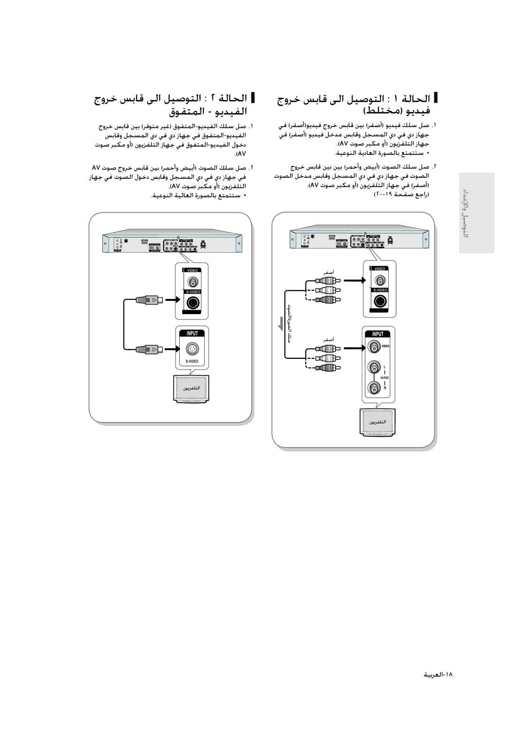 Samsung DVD-R135/HAC manual جوﺮﺧ ﺲﺑﺎﻗ ﻰﻟا ﻞﻴﺻﻮﺘﻟا ٢ ﺔﻟﺎﺤﻟا قﻮﻔﺘﻤﻟا ﻮﻳﺪﻴﻔﻟا, جوﺮﺧ ﺲﺑﺎﻗ ﻰﻟا ﻞﻴﺻﻮﺘﻟا ١ ﺔﻟﺎﺤﻟا ﻂﻠﺘﺨﻣ ﻮﻳﺪﻴﻓ 