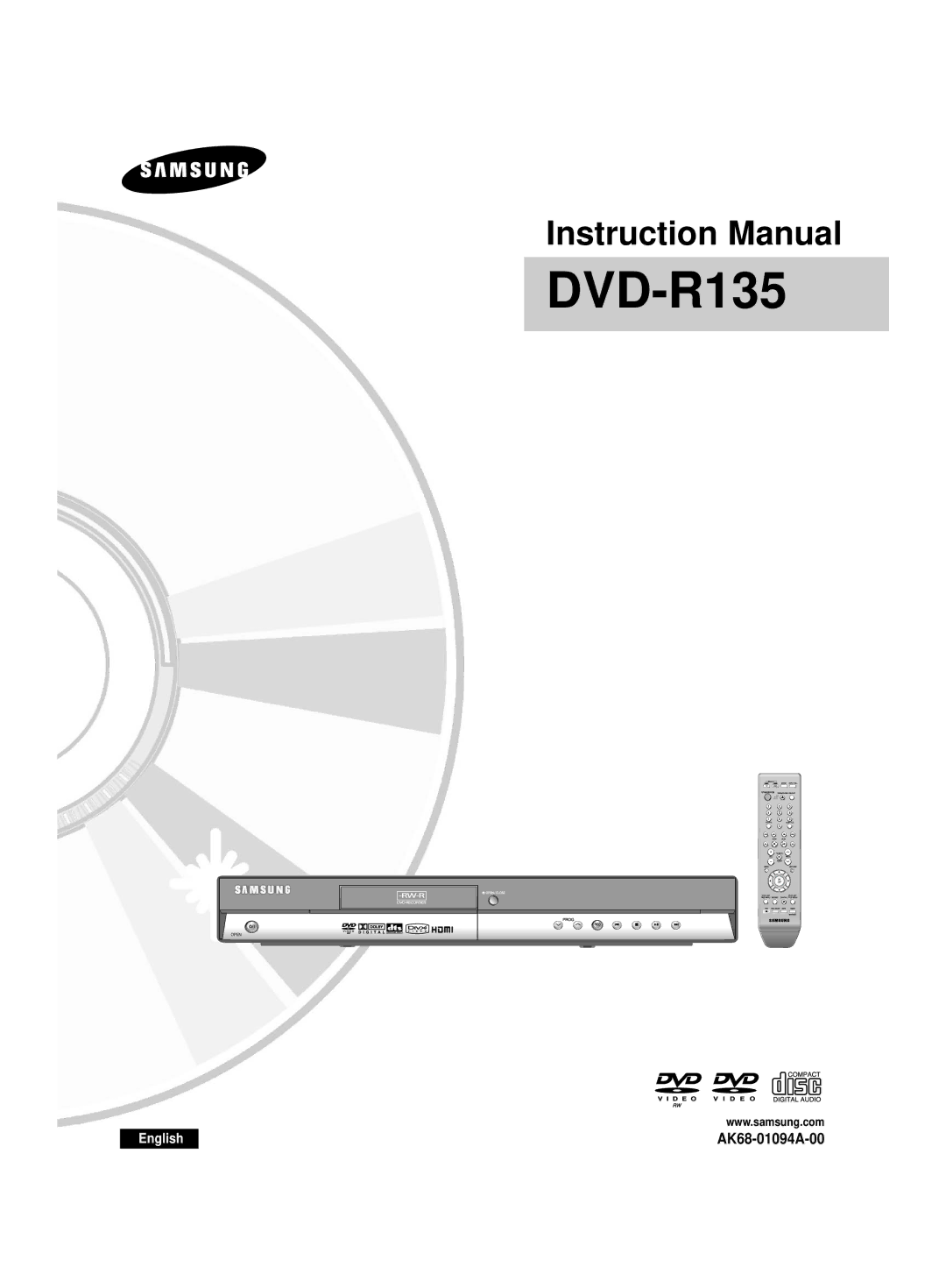 Samsung DVD-R135/UMG, DVD-R135/HAC manual 