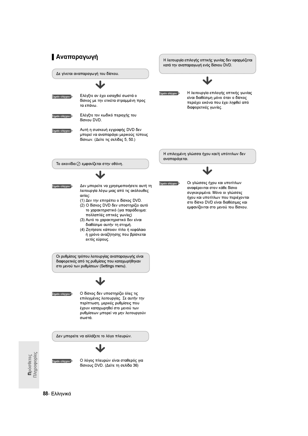 Samsung DVD-R135/XEH, DVD-R135/XEB, DVD-R135/EUR manual Αναπαραγωγή, 88- Ελληνικά 