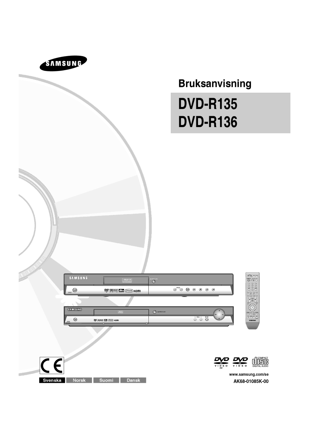 Samsung DVD-R136/XEE, DVD-R135/XEE manual Bruksanvisning 