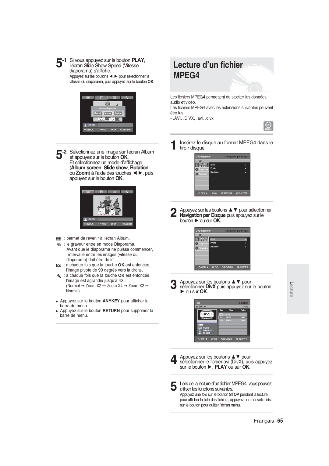 Samsung DVD-R136/XEF, DVD-R135/XEF manual MPEG4 