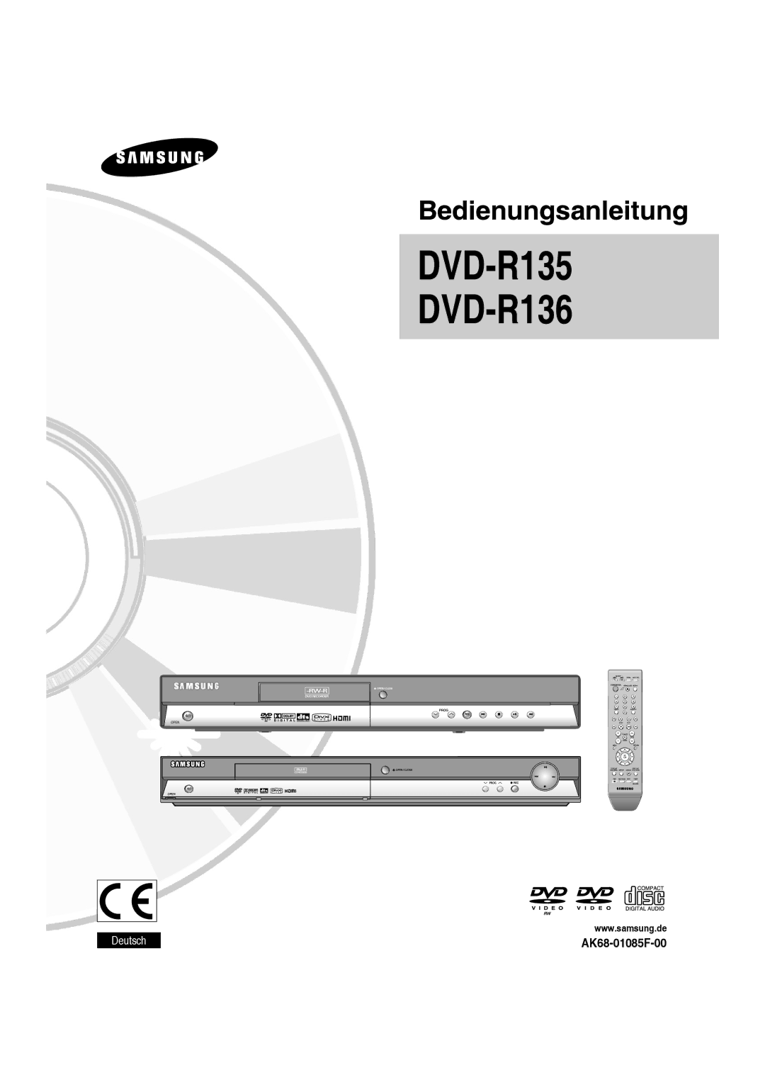 Samsung DVD-R135/XEG, DVD-R136/XEG, DVD-R135/XEB manual DVD-R135 DVD-R136 