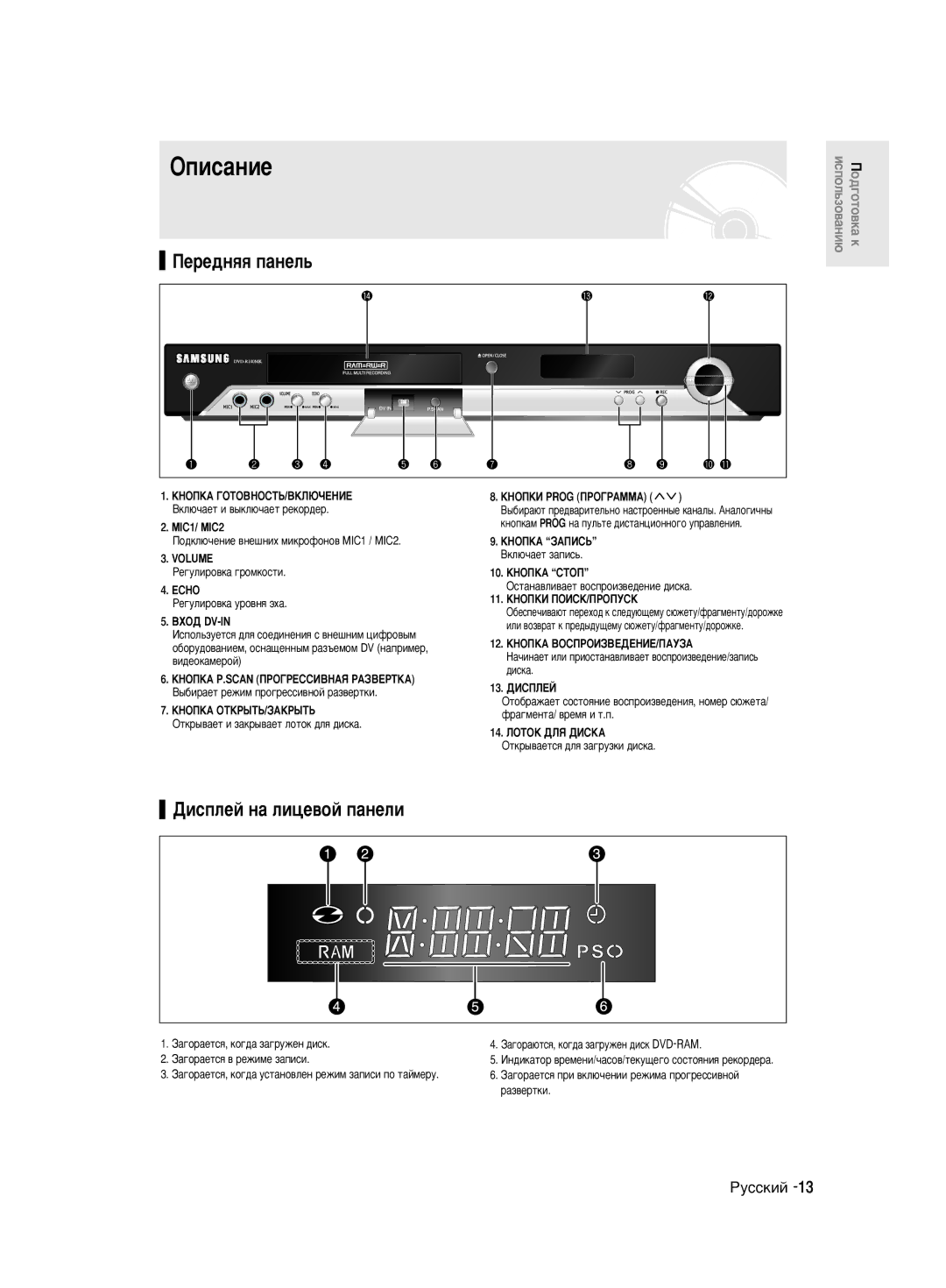 Samsung DVD-R140MK/SEO manual Éôëò‡Ìëâ, ÈÂÂ‰Ìﬂﬂ Ô‡ÌÂÎ¸, Ñëòôîâè Ì‡ ÎËˆÂ‚ÓÈ Ô‡ÌÂÎË 