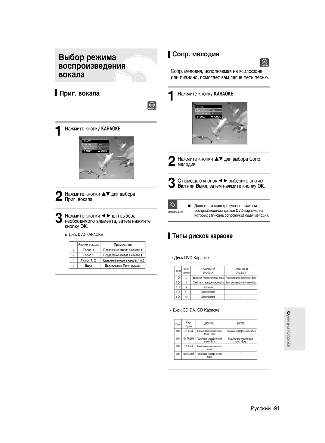 Samsung DVD-R140MK/SEO manual ˚·Ó ÂÊËÏ‡ ‚ÓÒÔÓËÁ‚Â‰ÂÌËﬂ ‚ÓÍ‡Î‡, ÈpË„. ‚oÍaÎa, ËÓÔ. ÏÂÎo‰Ëﬂ, Íëô˚ ‰Ëòíó‚ Í‡‡Óíâ 