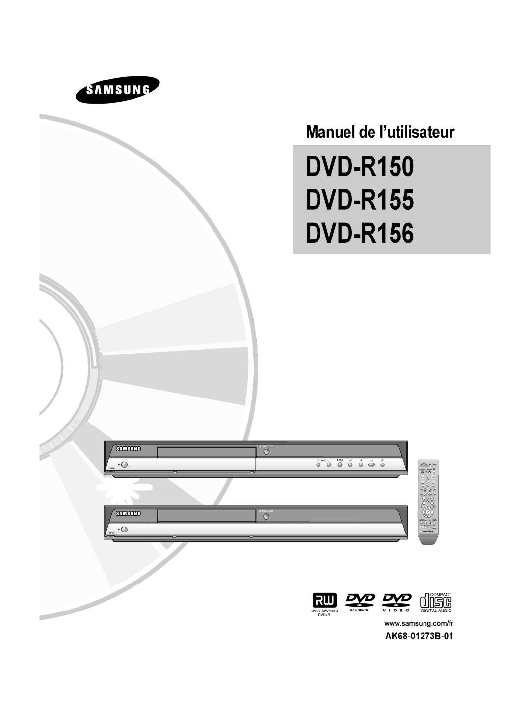 Samsung DVD-R155/XEF, DVD-R156/XEF manual DVD-R150 DVD-R155 DVD-R156 