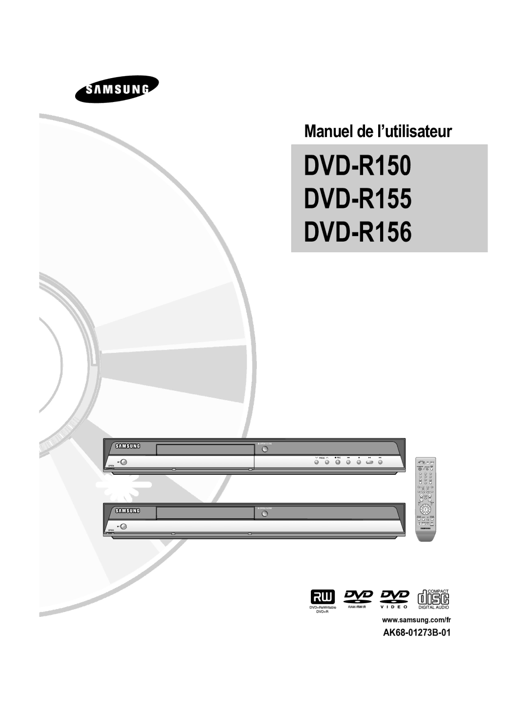 Samsung DVD-R155/XEF, DVD-R156/XEF manual DVD-R150 DVD-R155 DVD-R156 