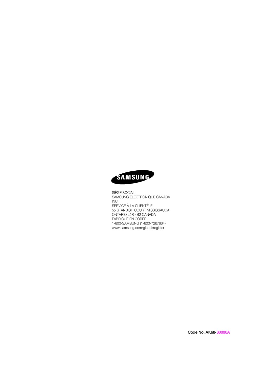 Samsung DVD-R170 user manual Code No. AK68-00000A 