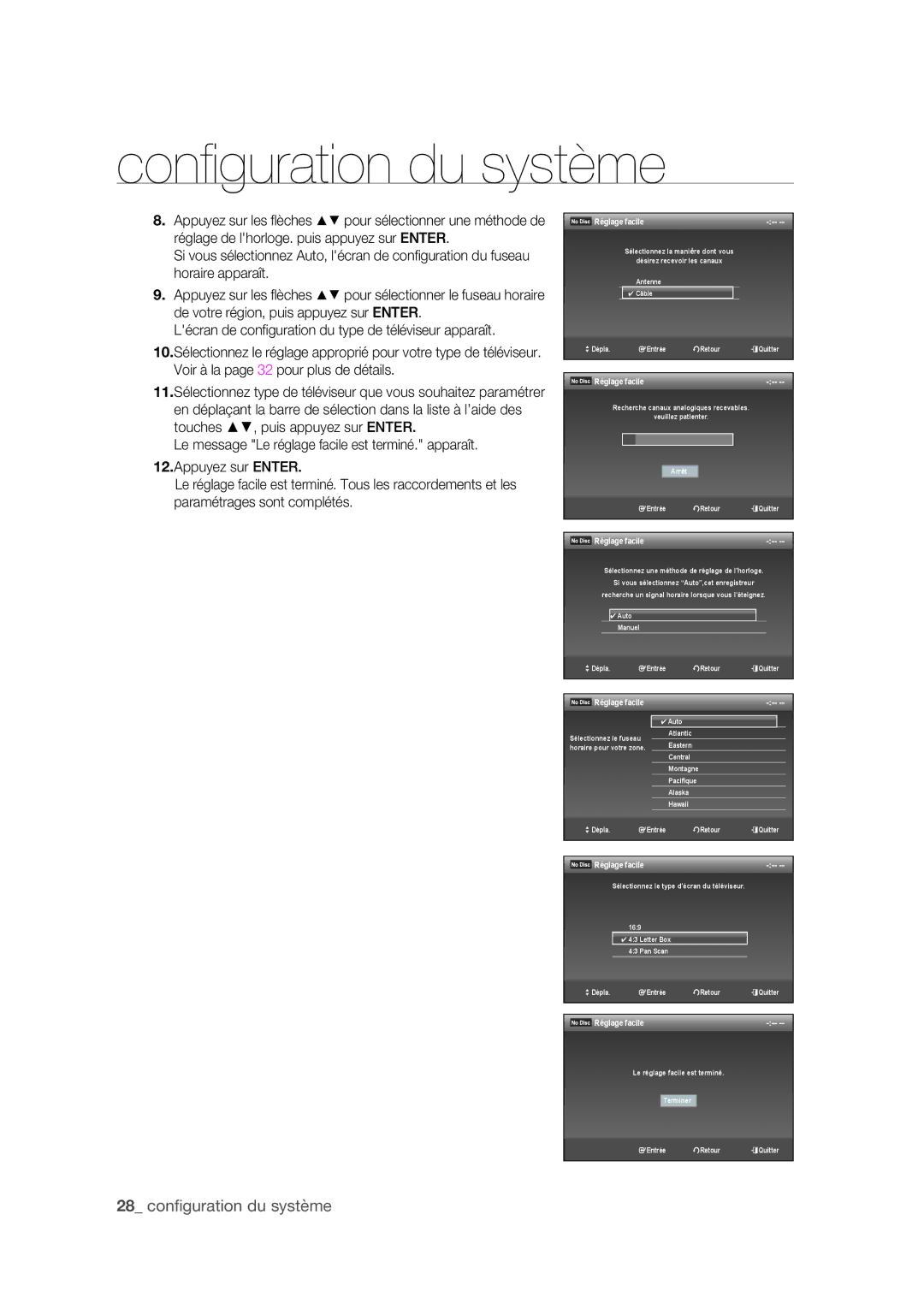 Samsung DVD-R175 user manual 28 conﬁguration du système 