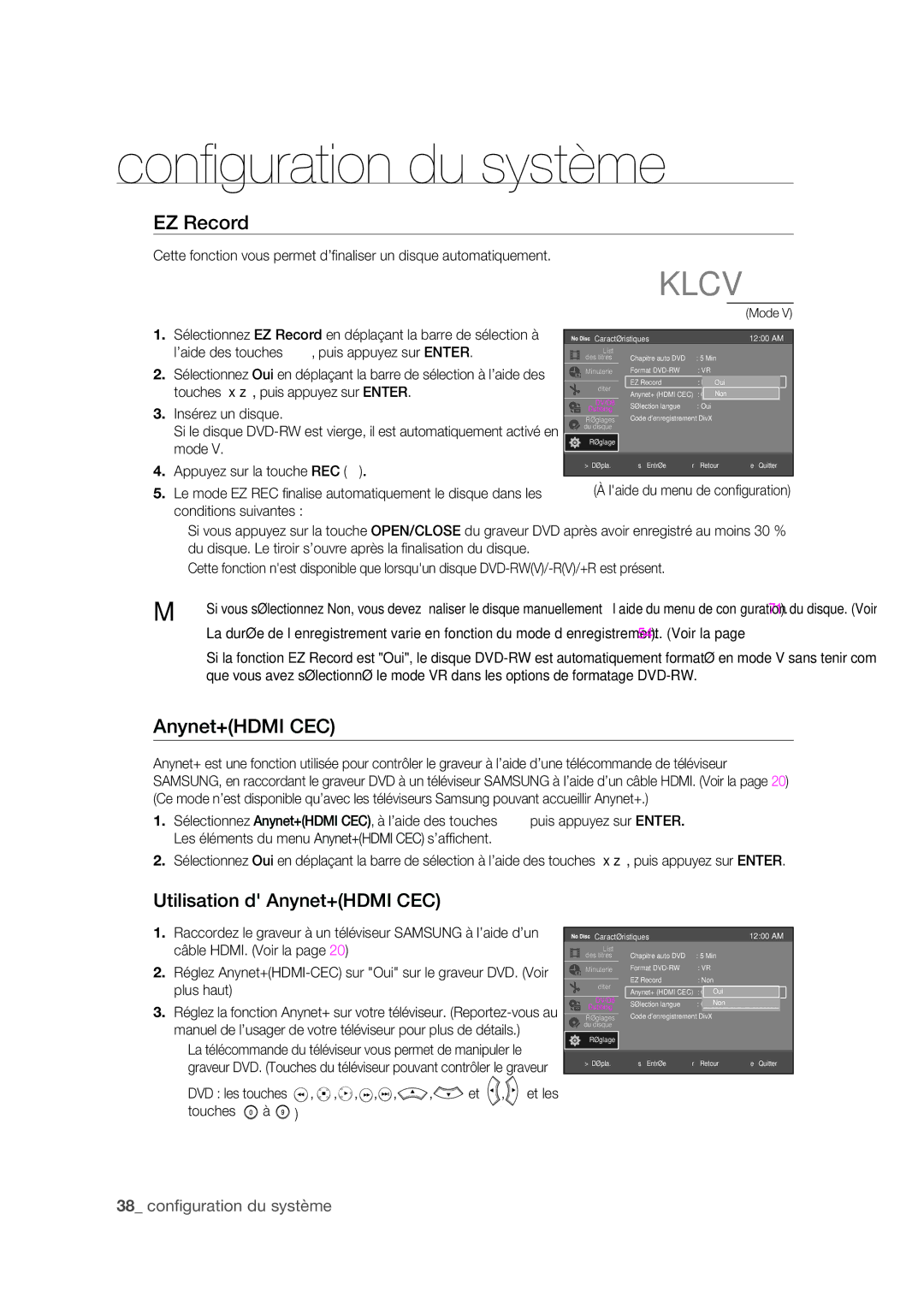 Samsung DVD-R175 user manual Utilisation d Anynet+HDMI CEC, DVD les touches , , , , , , et , et les touches à 