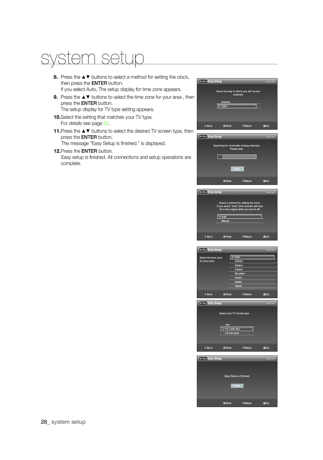 Samsung DVD-R175 user manual System setup 