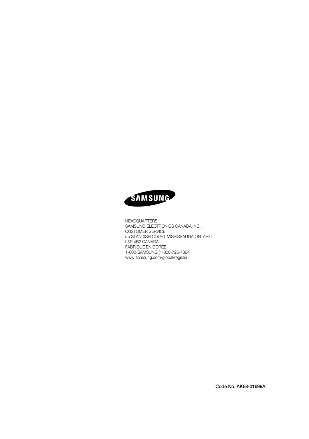 Samsung DVD-R175 user manual Code No. AK68-01699A 