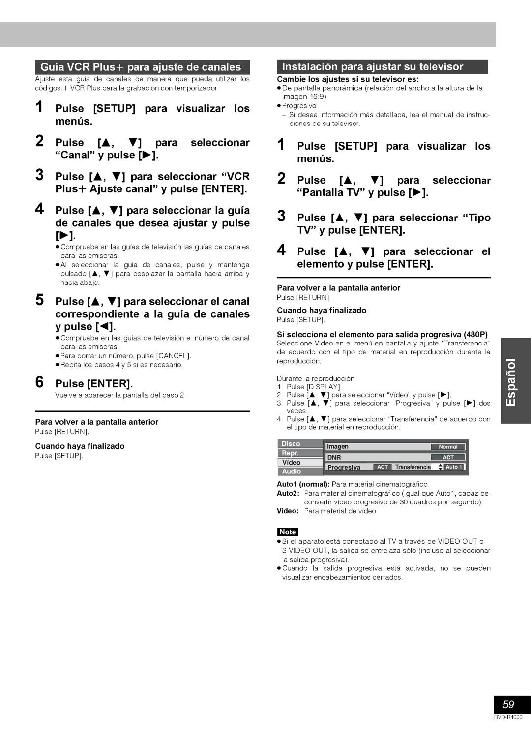 Samsung DVD-R4000EU manual Guía VCR Plusi para ajuste de canales, Instalación para ajustar su televisor 