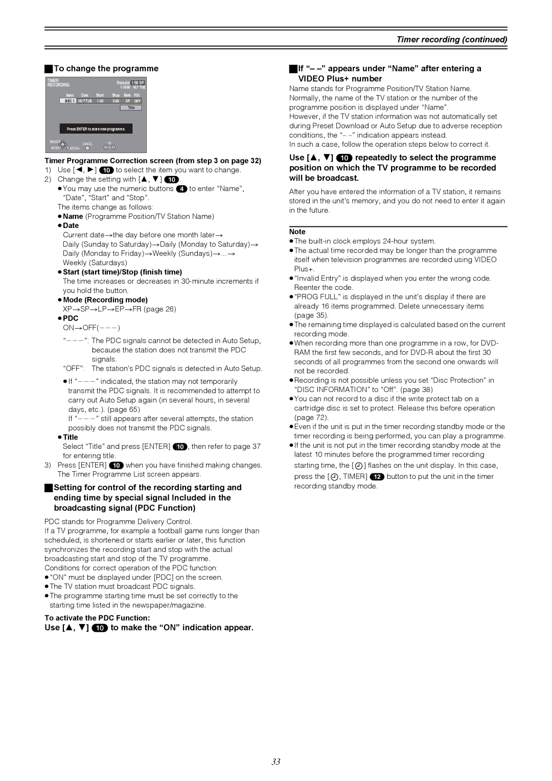 Samsung DVD-R4000EU manual Timer recording, To change the programme 