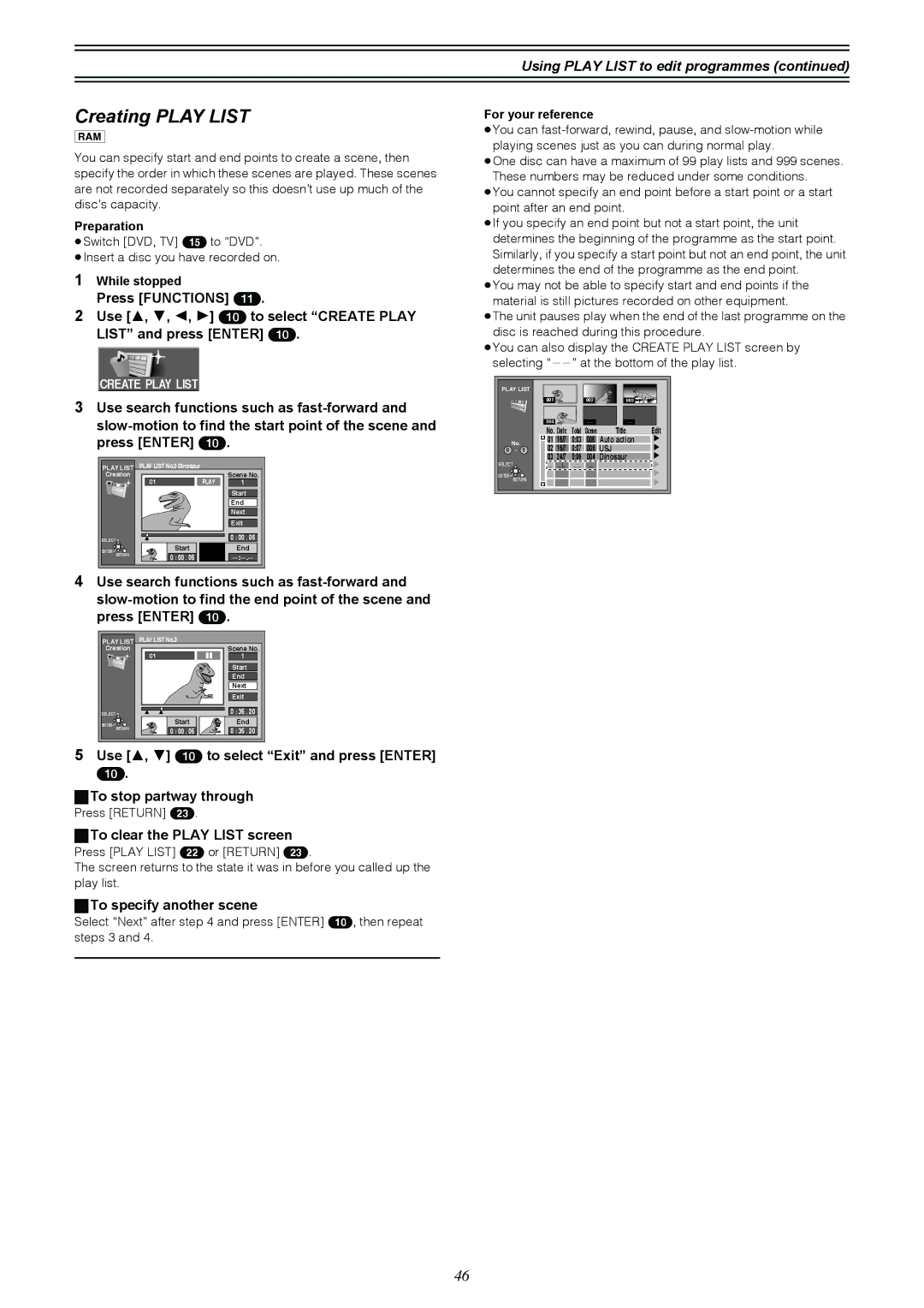 Samsung DVD-R4000EU manual Creating Play List, Using Play List to edit programmes 