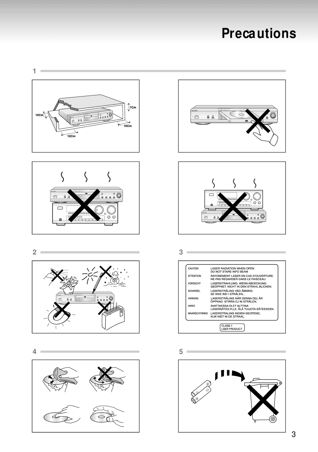 Samsung DVD-S124 manual Precautions 