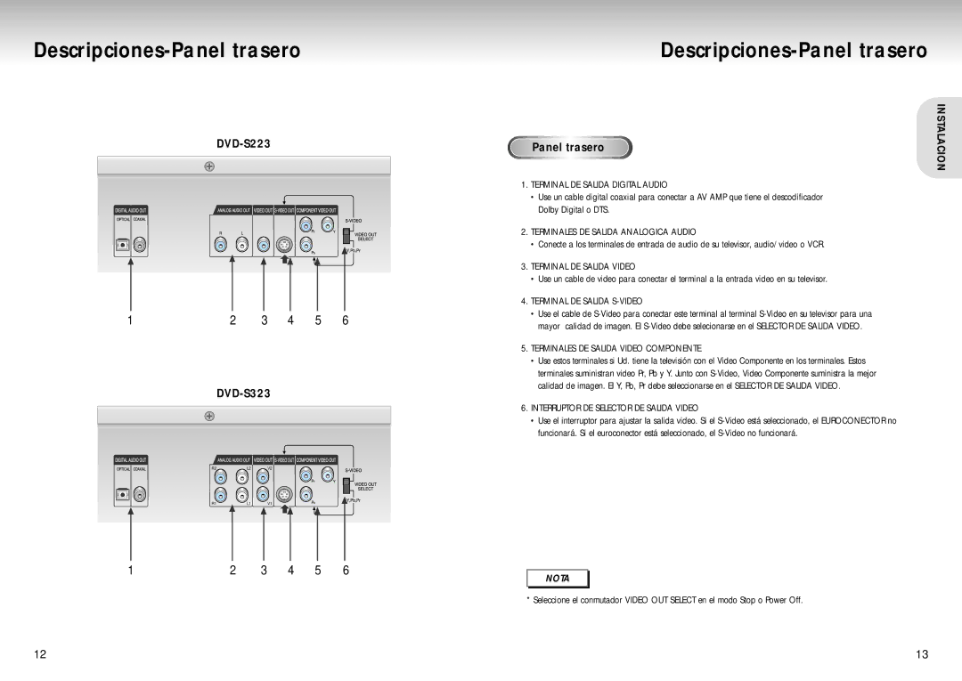 Samsung DVD-S423 manual DVD-S223 DVD-S323, Tra 