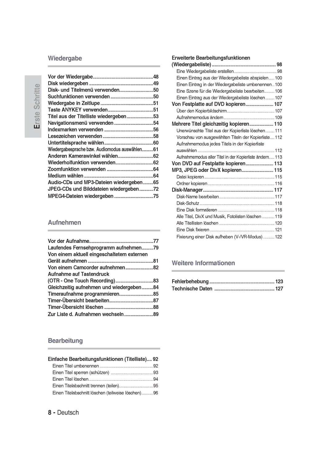 Samsung DVD-SH830/XEC manual Disk- und Titelmenü verwenden, Taste Anykey verwenden, Titel aus der Titelliste wiedergeben 