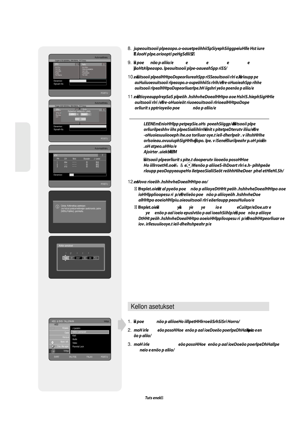 Samsung DVD-SH853/XEE manual Kellon asetukset, Katso sivut 28~29, Tarkista päivämäärä ja kellonaika 