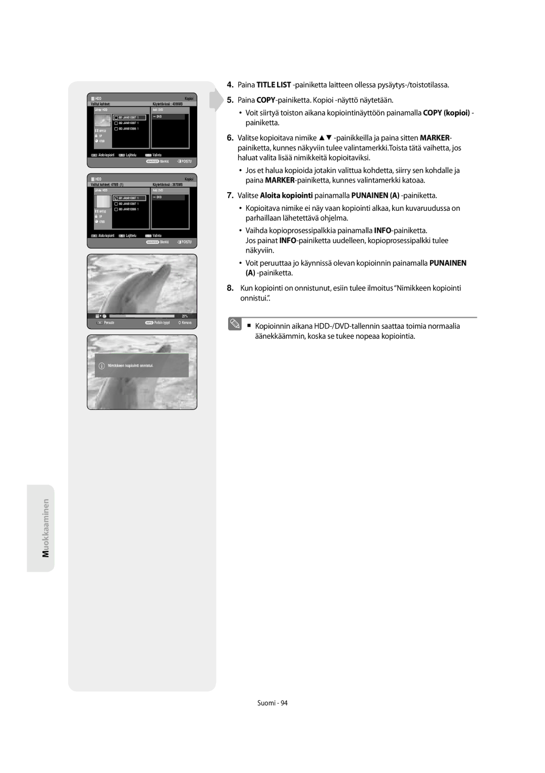 Samsung DVD-SH853/XEE manual 21% 