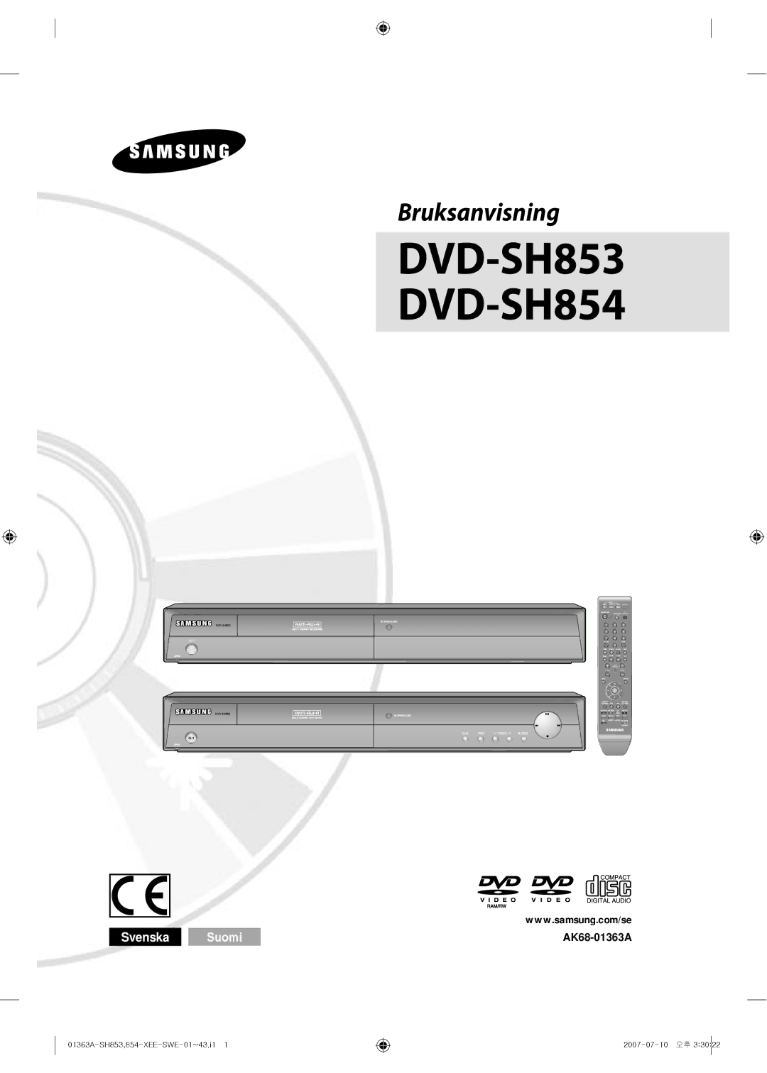 Samsung DVD-SH853/XEE manual #$#%&*#+*,&-..&/.&!0,#12333, 5&!333673#8#!844 