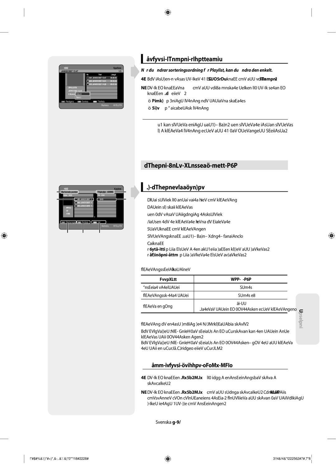 Samsung DVD-SH853/XEE manual Kopiera från hårddisk till DVD, Använda Sortera Spellista, Om Kopieringsskärmen, Hdd Dvd 