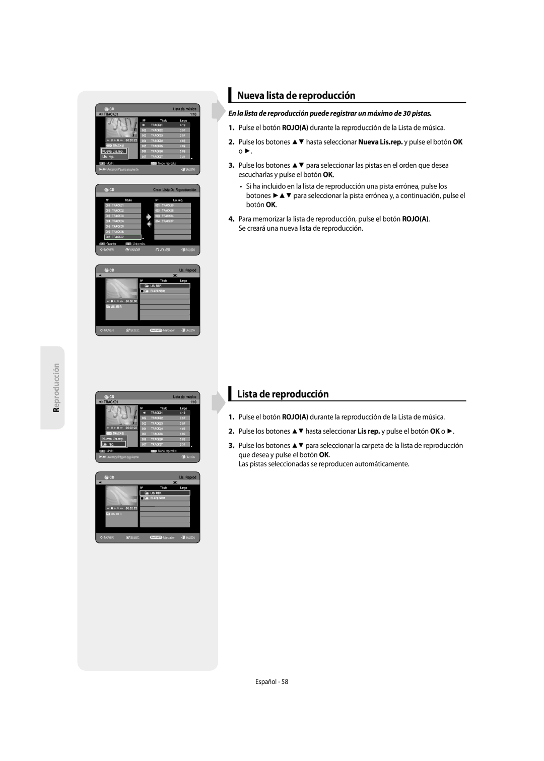 Samsung DVD-SH855/XEC manual Nueva lista de reproducción, Lista de reproducción 