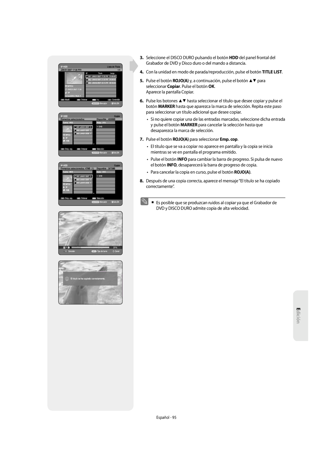 Samsung DVD-SH855/XEC manual 21% 