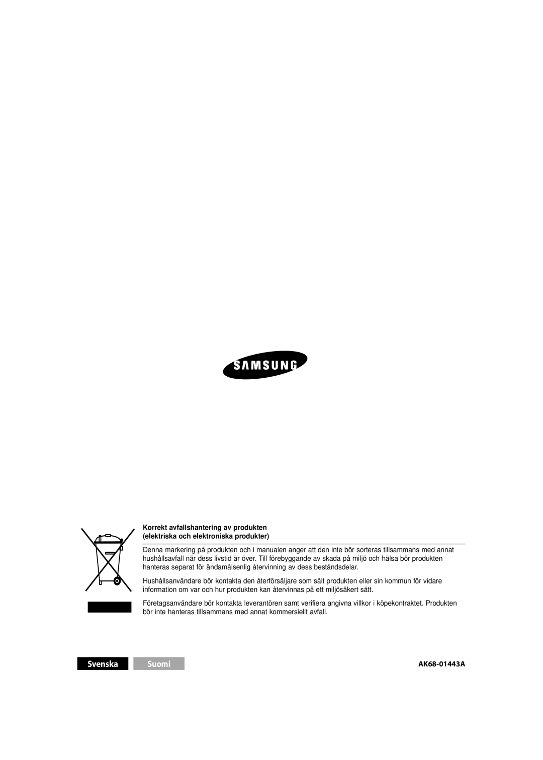 Samsung DVD-SH855/XEE manual Svenska Suomi 