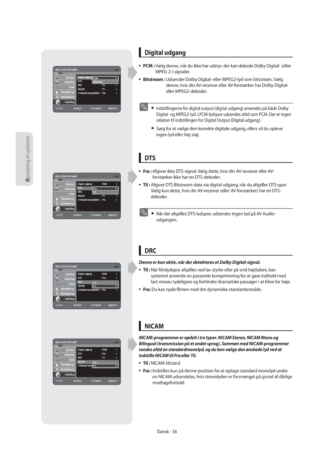 Samsung DVD-SH855/XEE manual Digital udgang, Fra Du kan nyde filmen med det dynamiske standardområde 