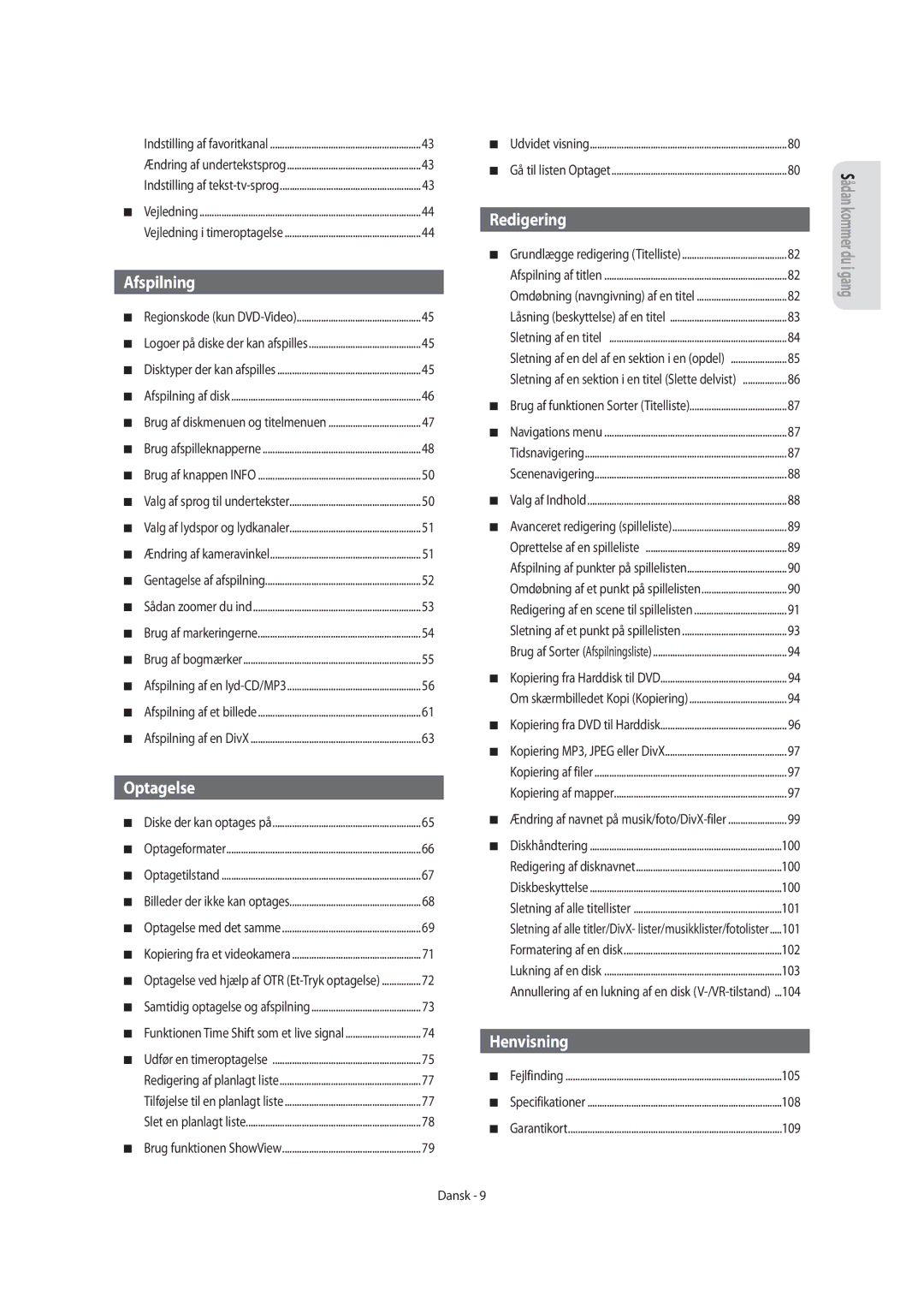 Samsung DVD-SH855/XEE manual Afspilning 